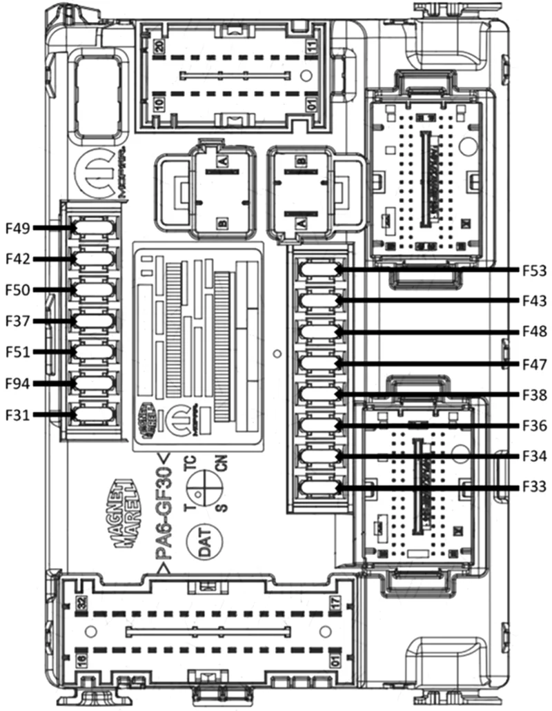 Fiat Argo i Cronos (2018-2021) - schematy bezpieczników i przekaźników
