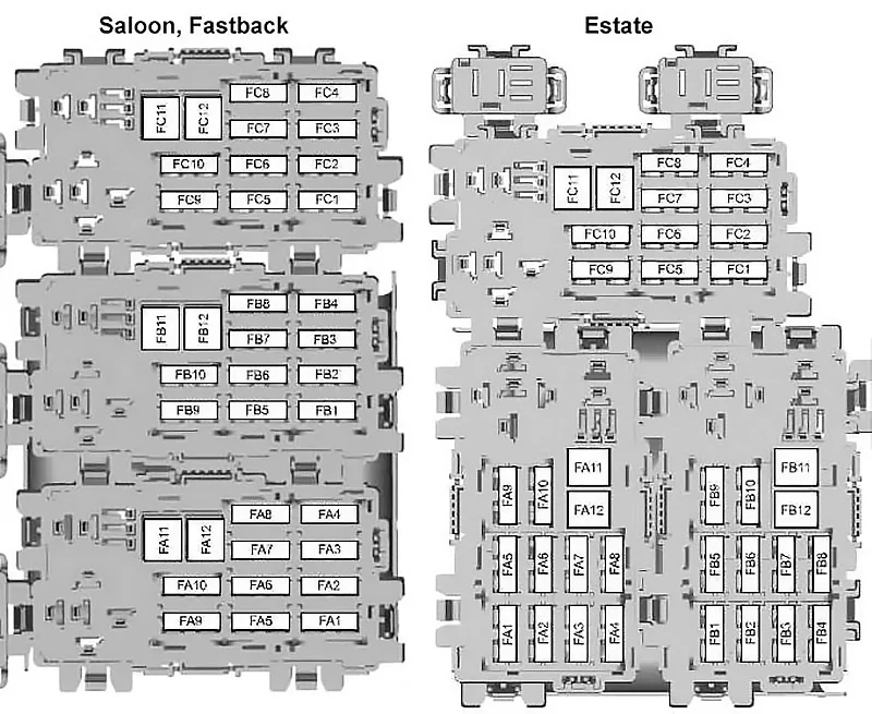 Ford Mondeo IV (2010-2014) - schematy bezpieczników i przekaźników