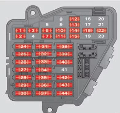Seat Exeo (2010) - schematy bezpieczników i przekaźników