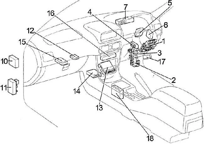 Toyota Corolla E110 (1997-2002) - schematy bezpieczników i przekaźników
