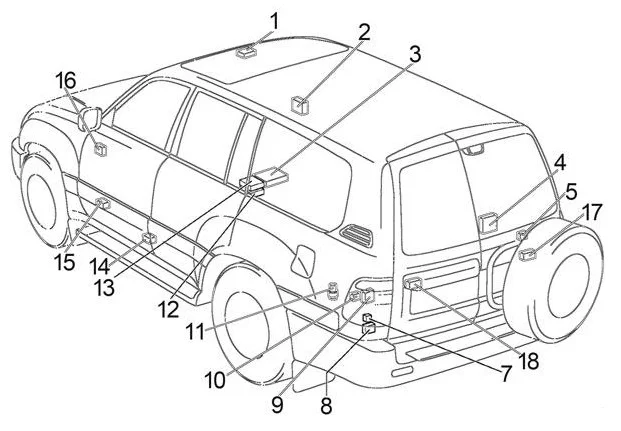 Toyota Land Cruiser 100J100 (2003-2007) - schematy bezpieczników i przekaźników