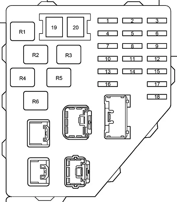 Toyota Prius (NHW11) (2000-2003) - schematy bezpieczników i przekaźników
