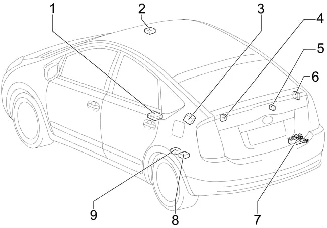 Toyota Prius (XW20) (2003-2009) - schematy bezpieczników i przekaźników