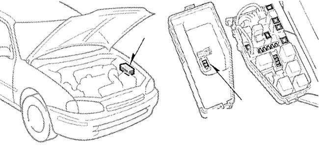 Toyota Starlet (1996-1999) - schematy bezpieczników i przekaźników
