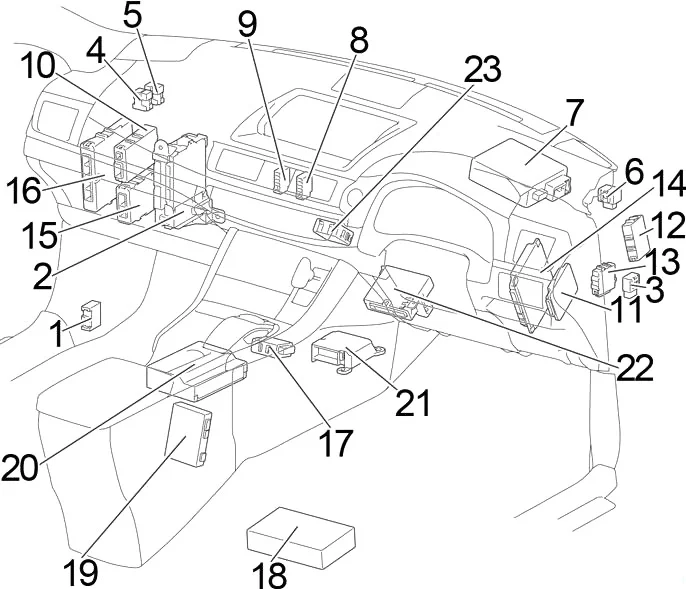 Lexus CT200h A10 (2011-2017) - schematy bezpieczników i przekaźników