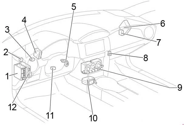 Toyota 86 i GT86 (2012-2018) - schematy bezpieczników i przekaźników
