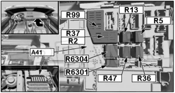 BMW Z4 (E85, E86) (2003-2008) - schematy bezpieczników i przekaźników