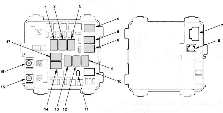 Honda Edix i FR-V (BE) (2004-2009) - schematy bezpieczników i przekaźników