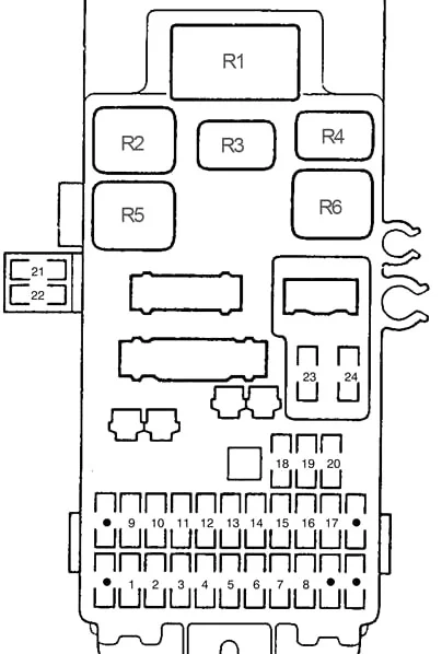 Honda Prelude V (1997-2001) - schematy bezpieczników i przekaźników