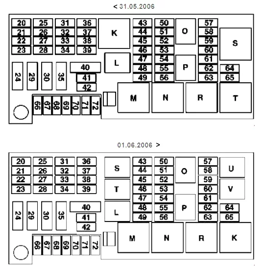Mercedes-Benz Klasa M i ML W164 (2006-2011) - schematy bezpieczników i przekaźników