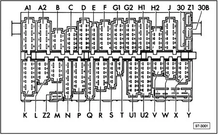 Volkswagen Jetta I (1979-1983) - schematy bezpieczników i przekaźników