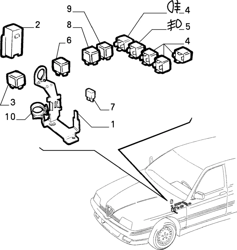 Alfa Romeo 164 (1987-1998) - schematy bezpieczników i przekaźników