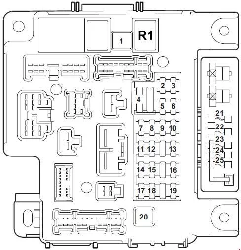 Mitsubishi Lancer VIII (2007-2017) - schematy bezpieczników i przekaźników