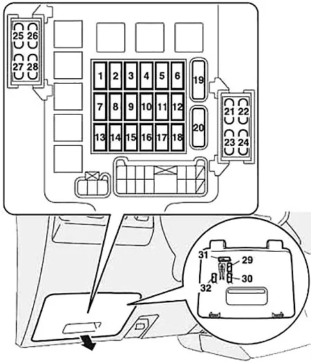 Mitsubishi Pajero IV (2006-2017) - schematy bezpieczników i przekaźników
