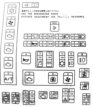 Mitsubishi Space Wagon (1997-2003) - schematy bezpieczników i przekaźników