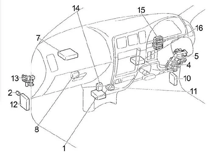 Toyota Hilux (1997-2005) - schematy bezpieczników i przekaźników