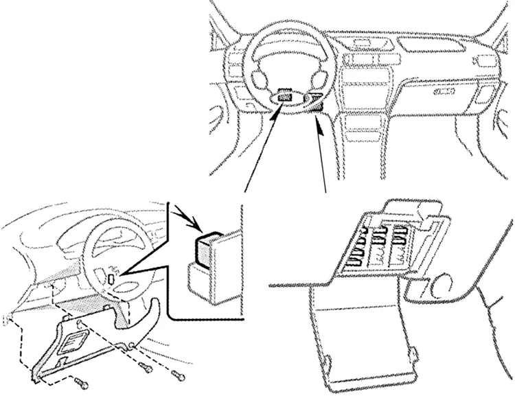 Toyota Starlet (1996-1999) - schematy bezpieczników i przekaźników