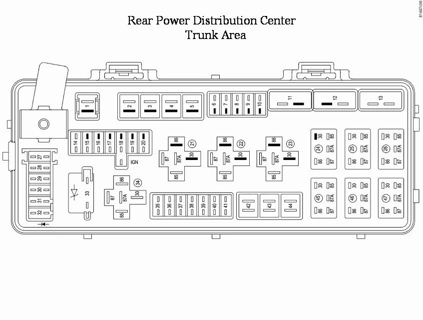 Dodge Challenger III (2011-2014) - schematy bezpieczników i przekaźników