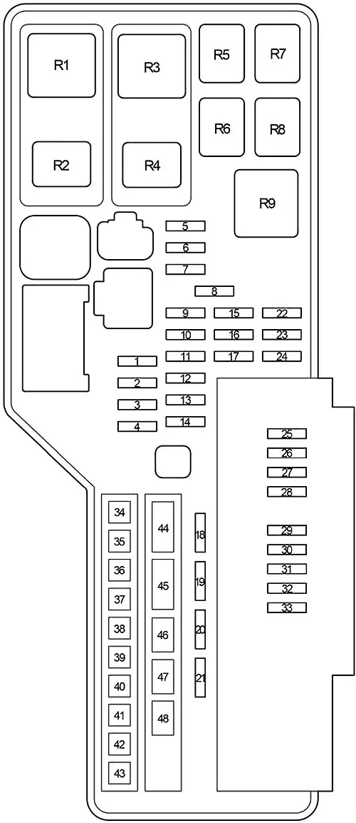 Lexus ES 350 (XV40) (2006-2012) - schematy bezpieczników i przekaźników