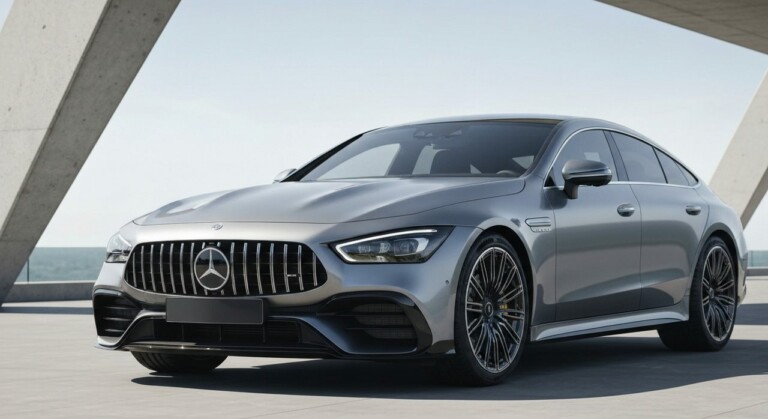 Elektryczny Mercedes-AMG GT o dynamicznej linii nadwozia, smukłej sylwetce i sportowych proporcjach.